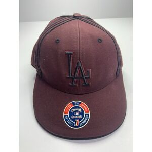 Cooperstown Collection MLB LA Dodgers Fitted Burgandy Hat  Size 7 1/8‎